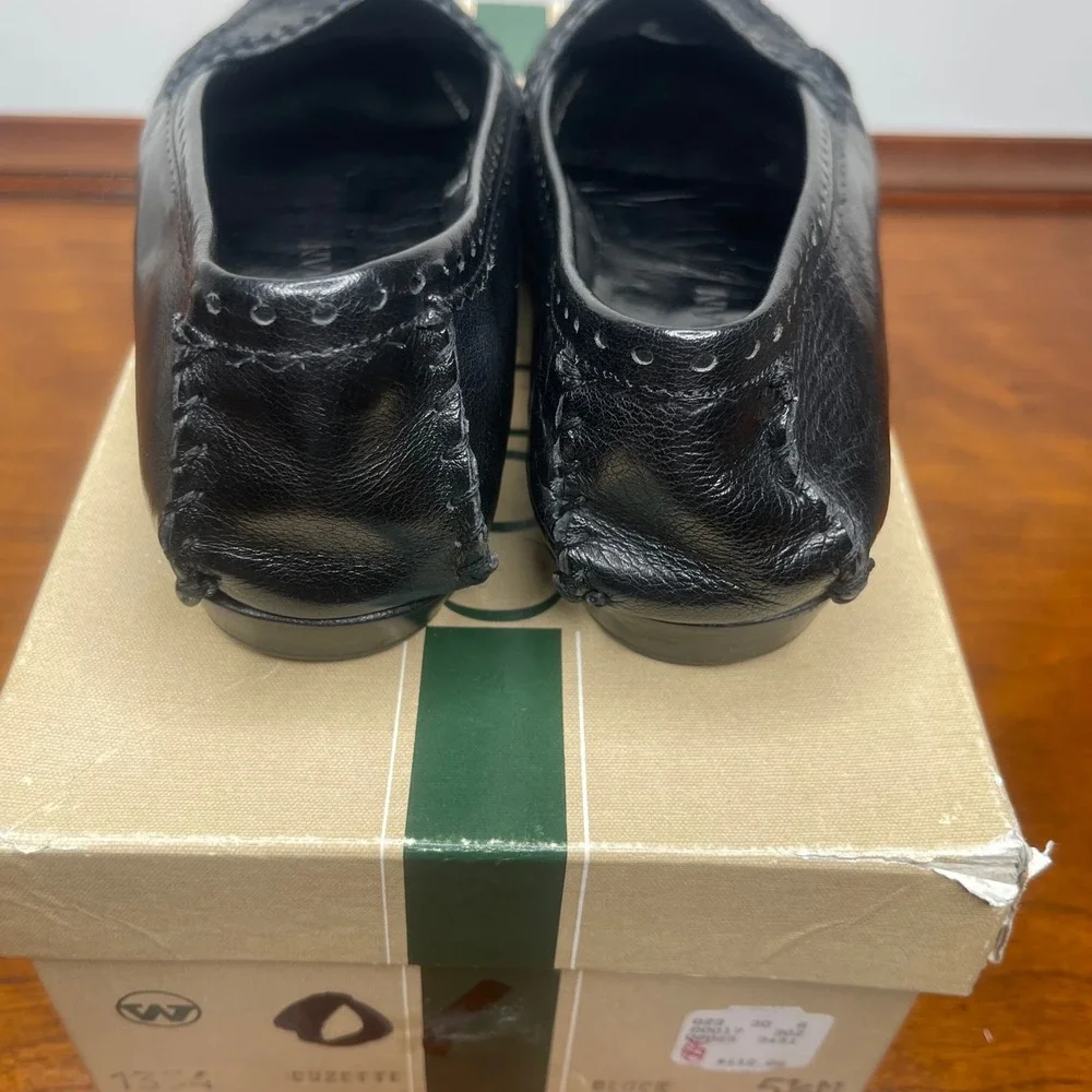Vintage Italy‎ Cole Haan Suzette Black Leather Woven Loafers Flats Womens 5.5 M